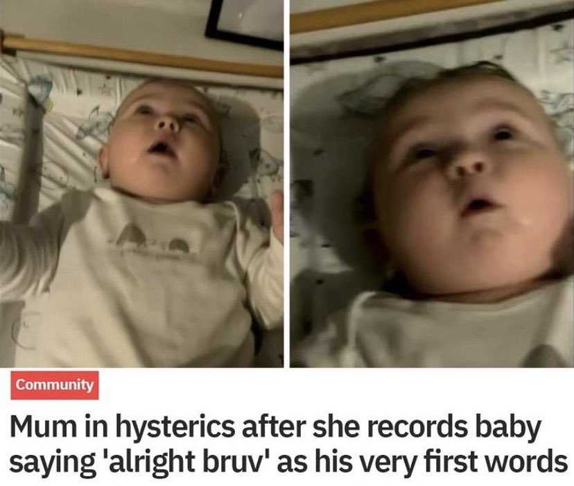 there are two pictures of a baby laying in a bed