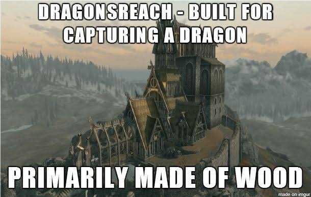 a picture taken from a video game shows a castle with a dragon on top