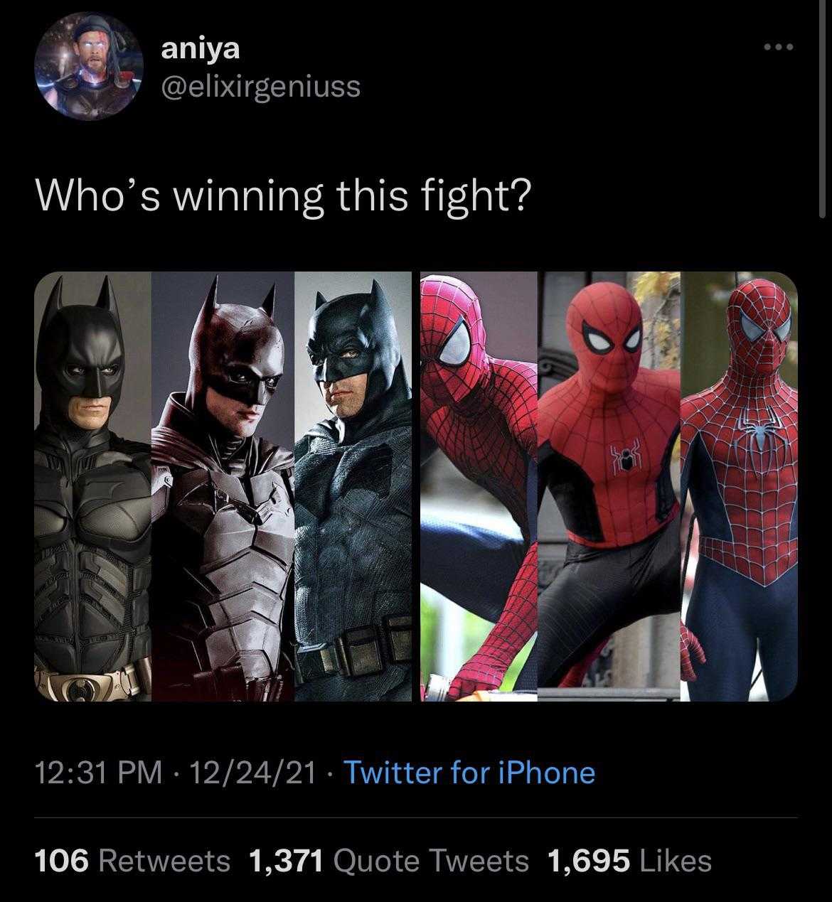 batman, spider - man, and batmangirl who ' s winning this fight?