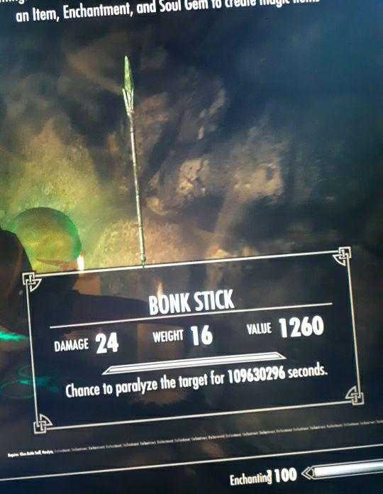 there is a picture of a sign that says bonk stick