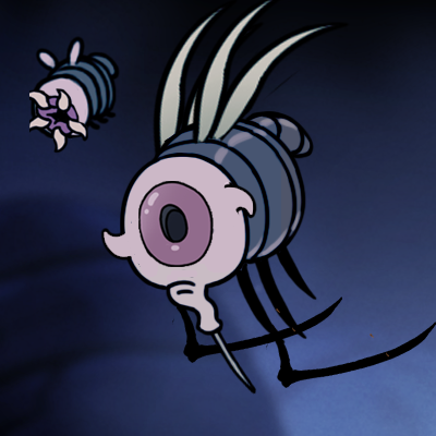 cartoon of a pink and black fish with a pink eye