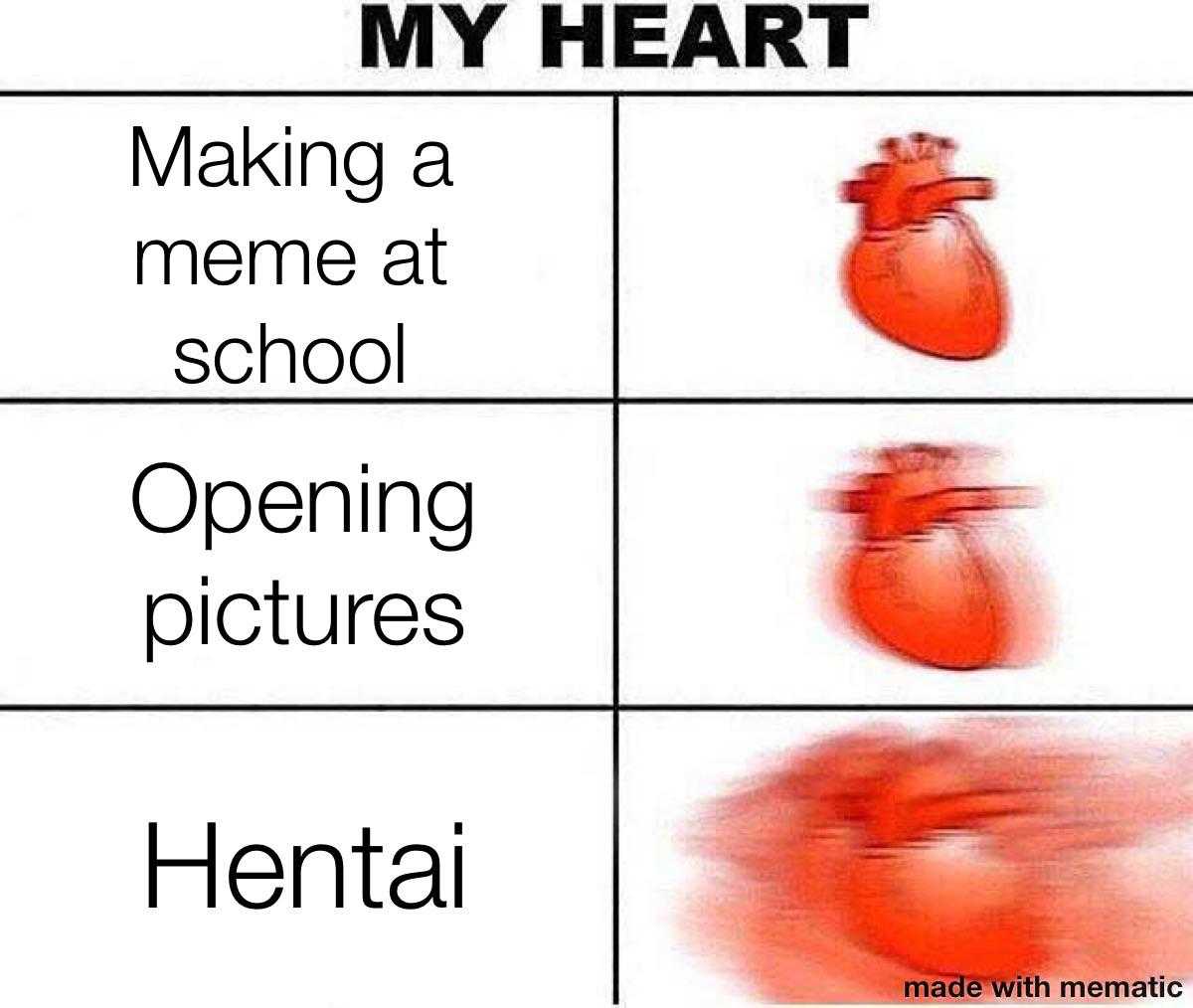 a close up of a picture of a heart with the words making a meme at school opening pictures