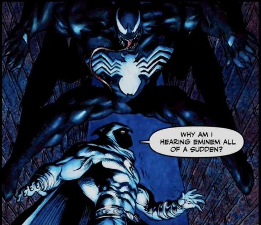 venom and the black spider are fighting over a man