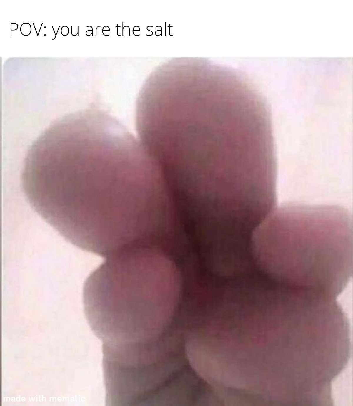 someone holding a small flower in their hand with a caption saying pov you are the salt