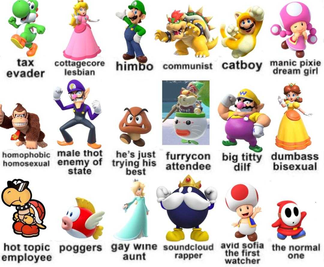 a close up of a bunch of different nintendo characters