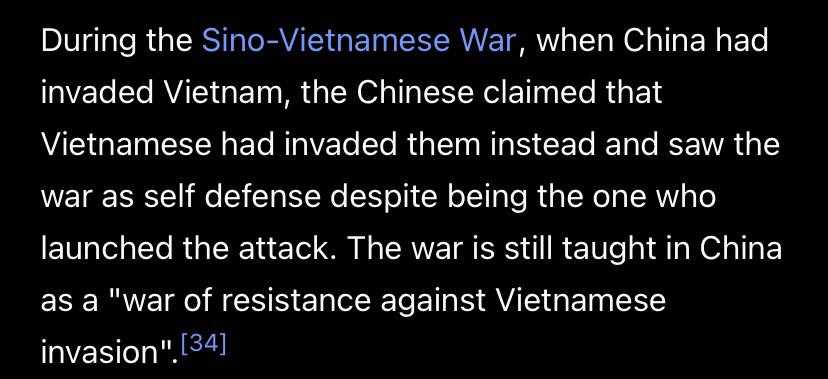 a black background with a text that reads during the sin - vietnamese war, when china had invaded vietnam, the chinese claimed that