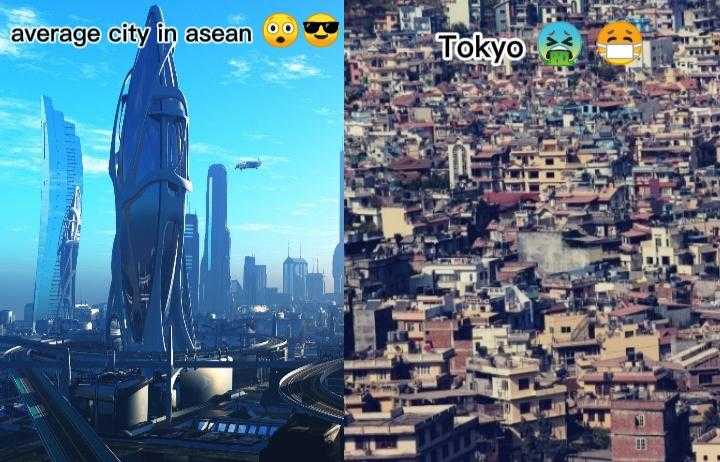 city in asia and a picture of a city in the middle of the picture