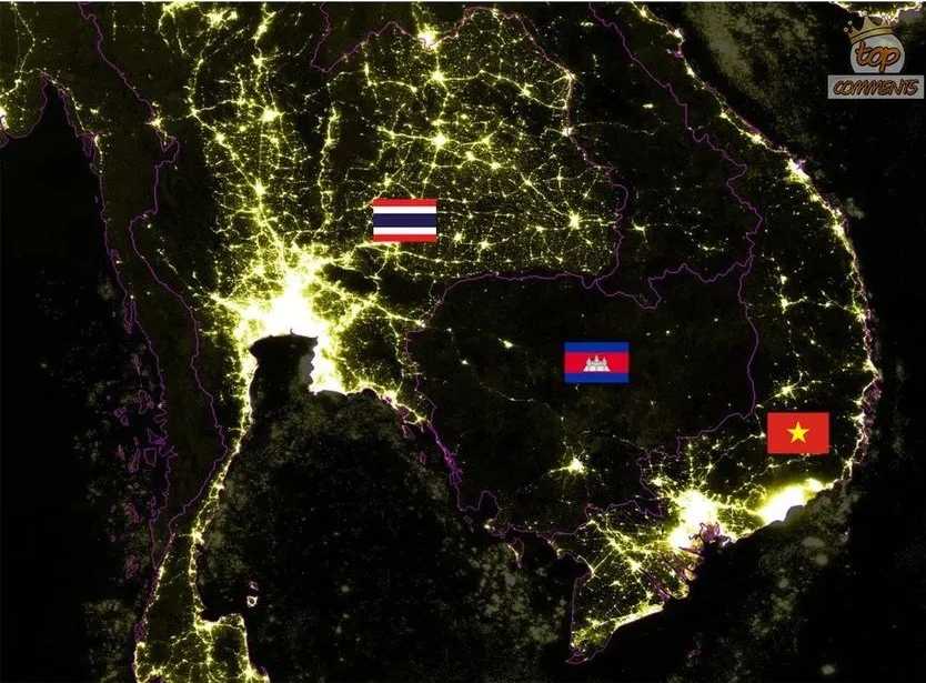 a close up of a map of asia with a flag on it