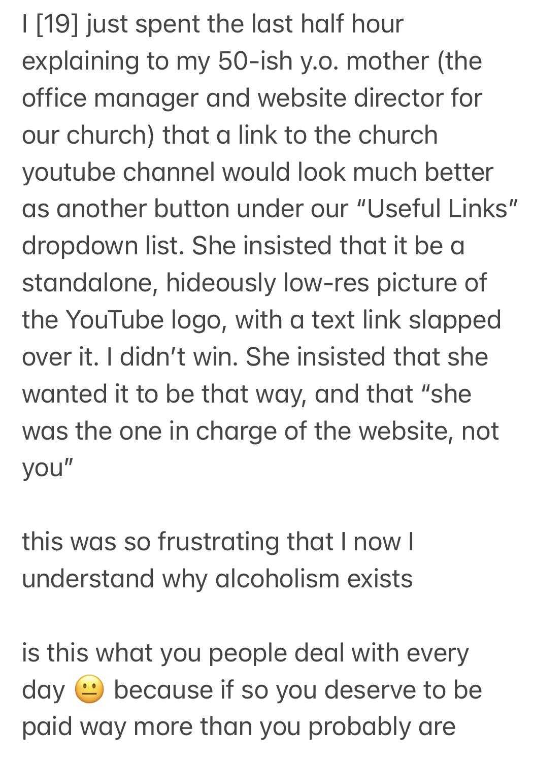 a text message from a woman who is saying that she is not a church