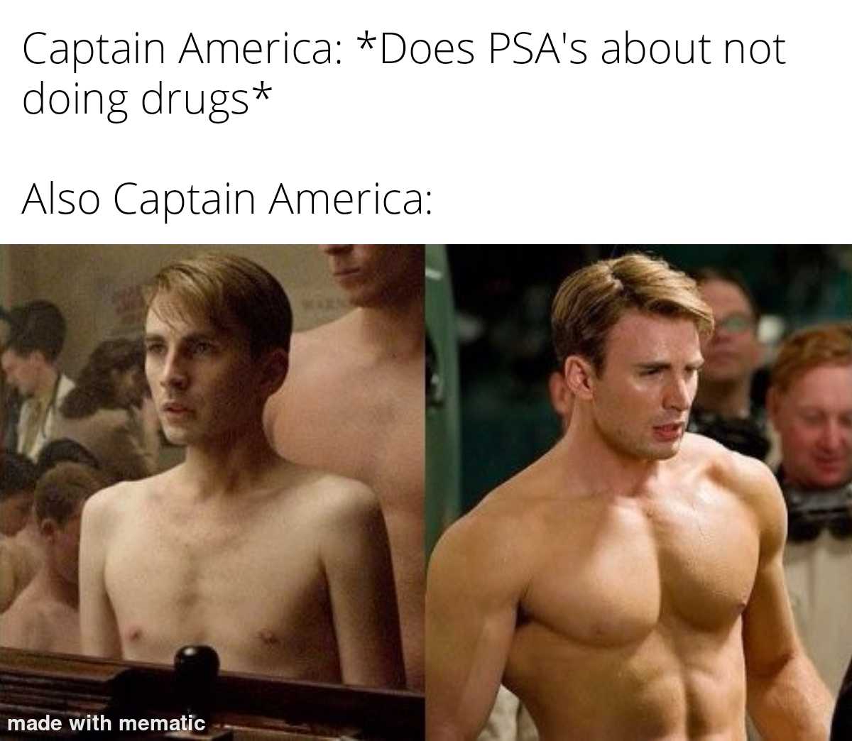 captain america does abs about not doing drugs also captain america