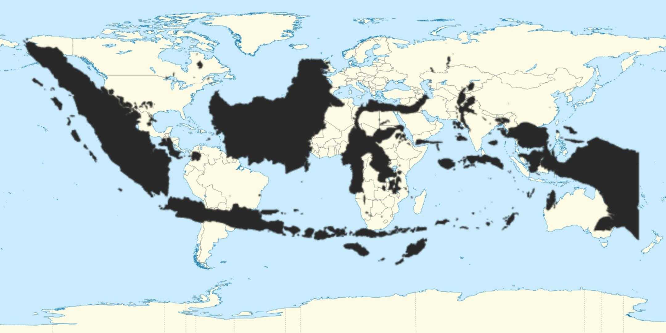 araf map of the world with countries in black and white