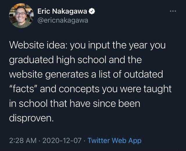 a tweet message from a man who is about to be awarded for his high school