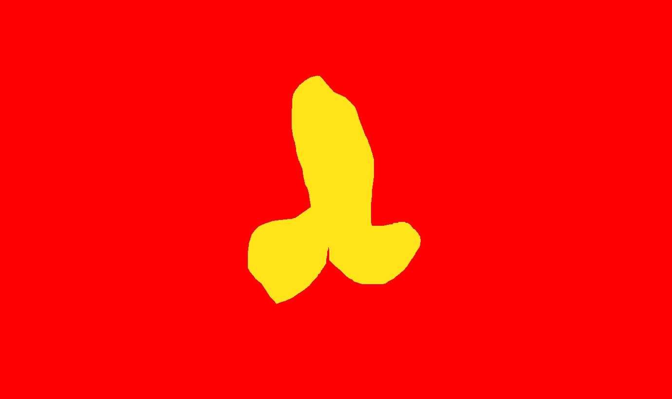 a close up of a red background with a yellow bird