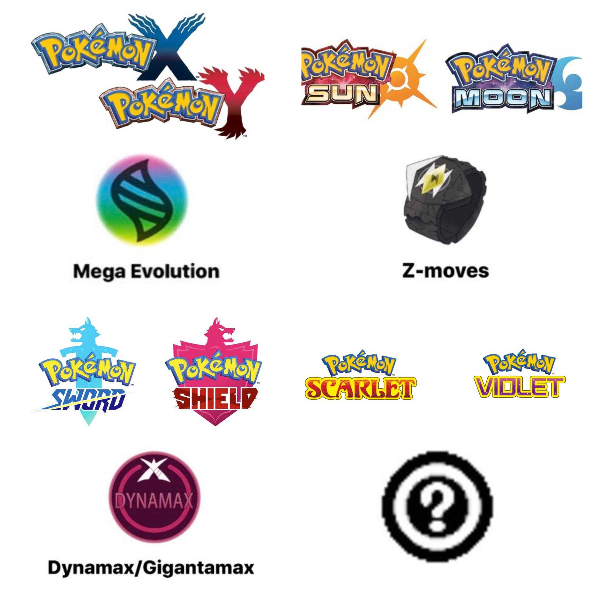 a close up of a number of pokemon logos on a white background