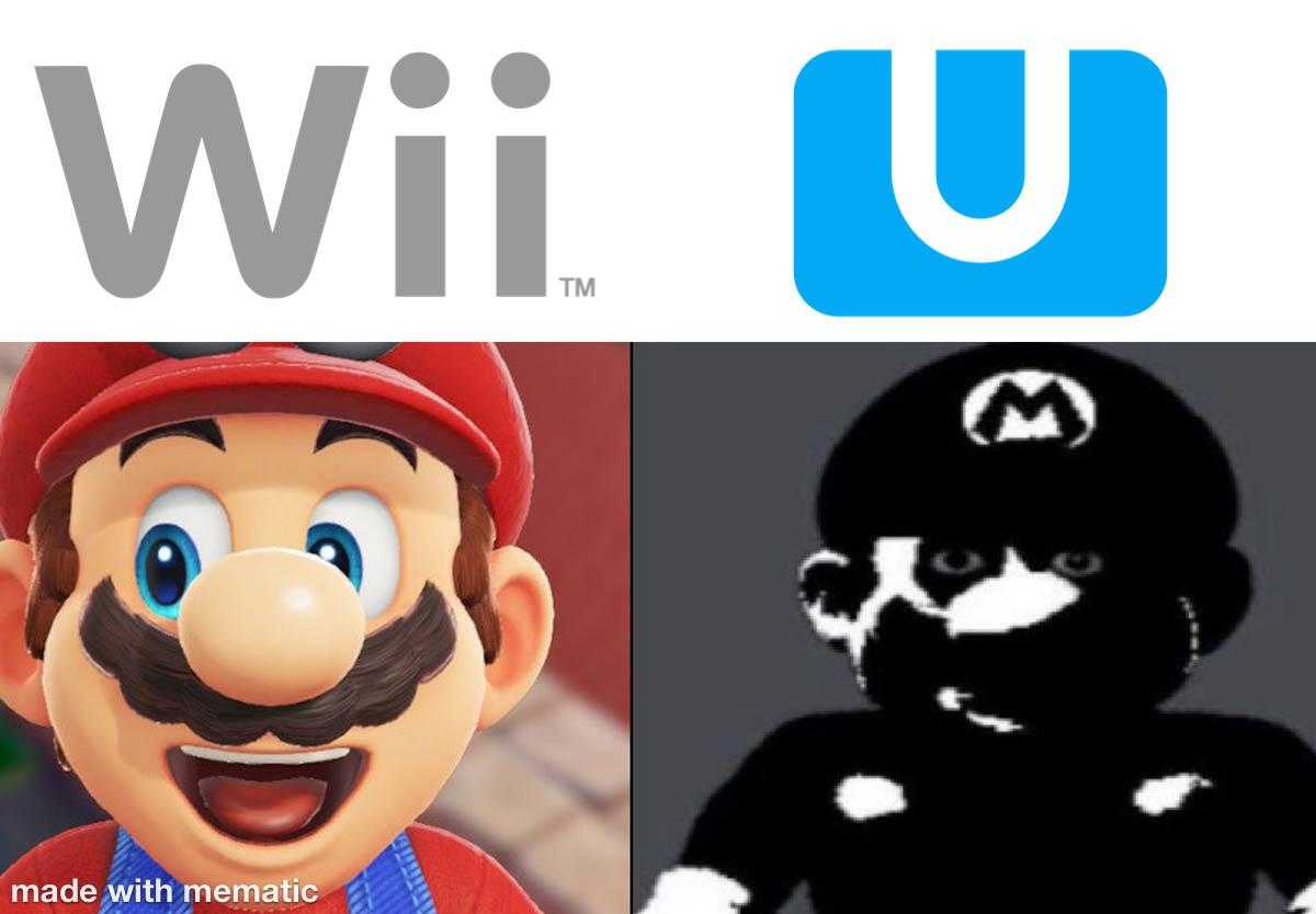 a close up of a nintendo wii and a cartoon mario