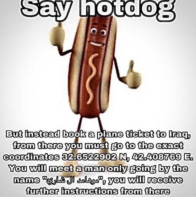 there is a hot dog with a thumbs up and a caption