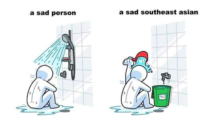 cartoon of a sad person and sad southeast asian