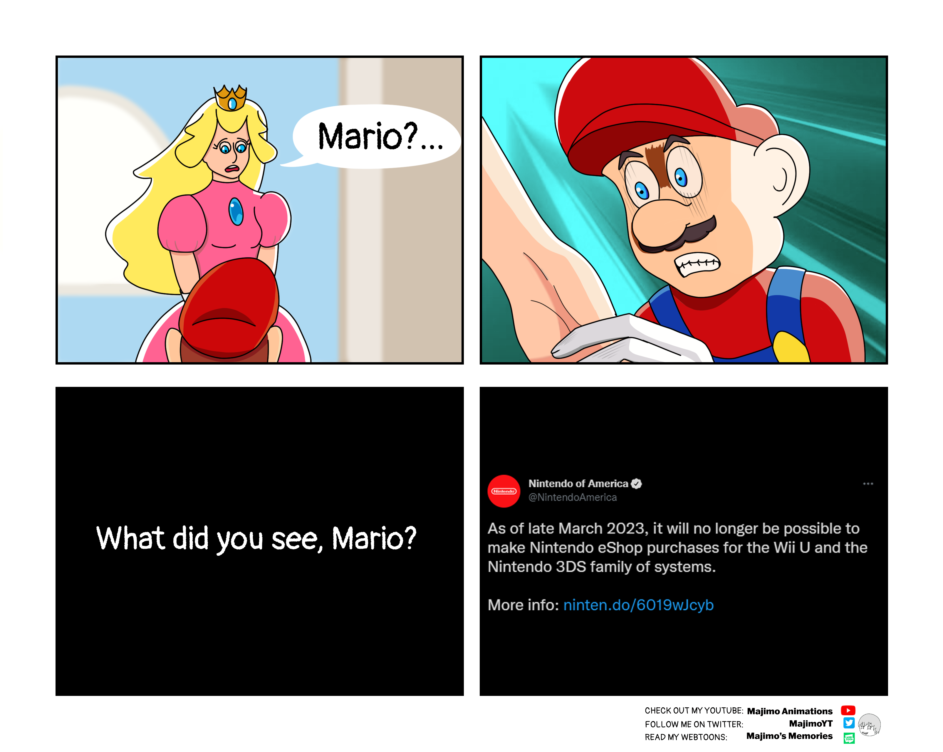 a cartoon of a woman in a pink dress and mario is talking to a man