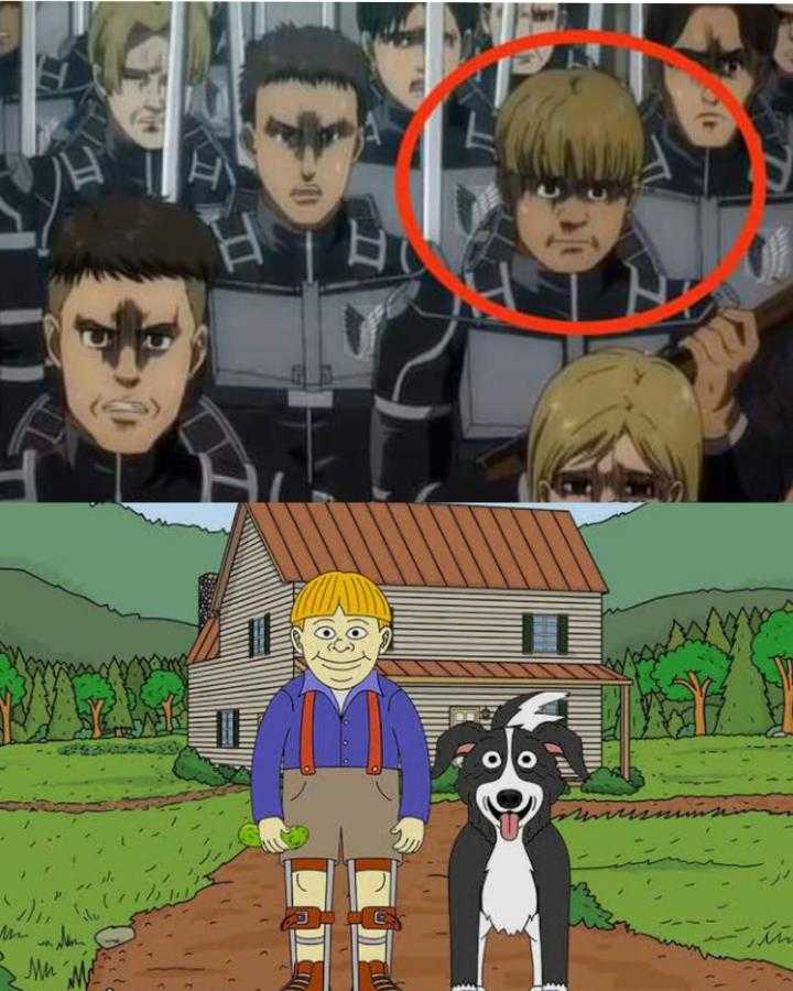 a cartoon picture of a boy and a dog with a red circle