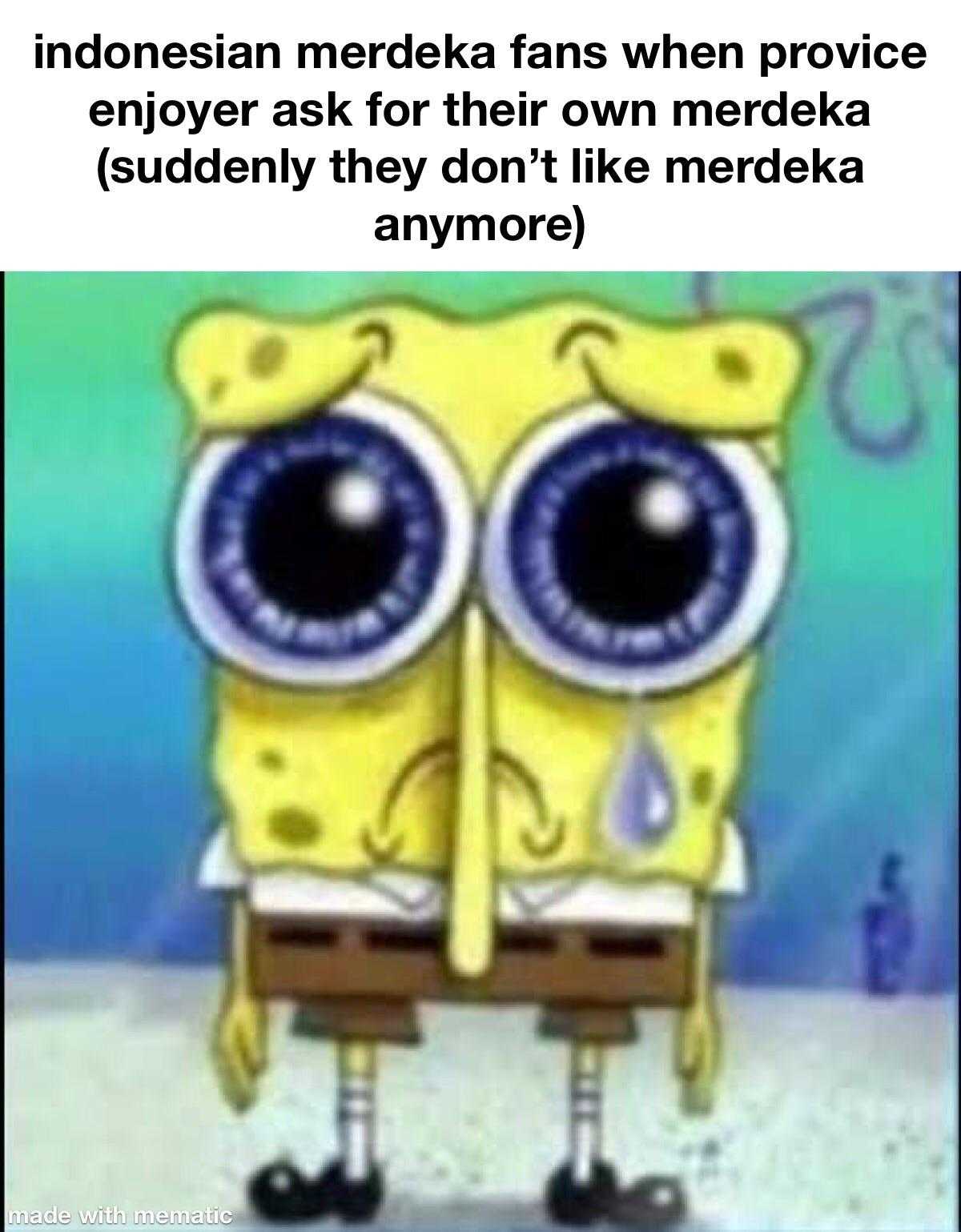 a cartoon sponge sponge with big eyes and a caption that reads indonesia merke fans with price