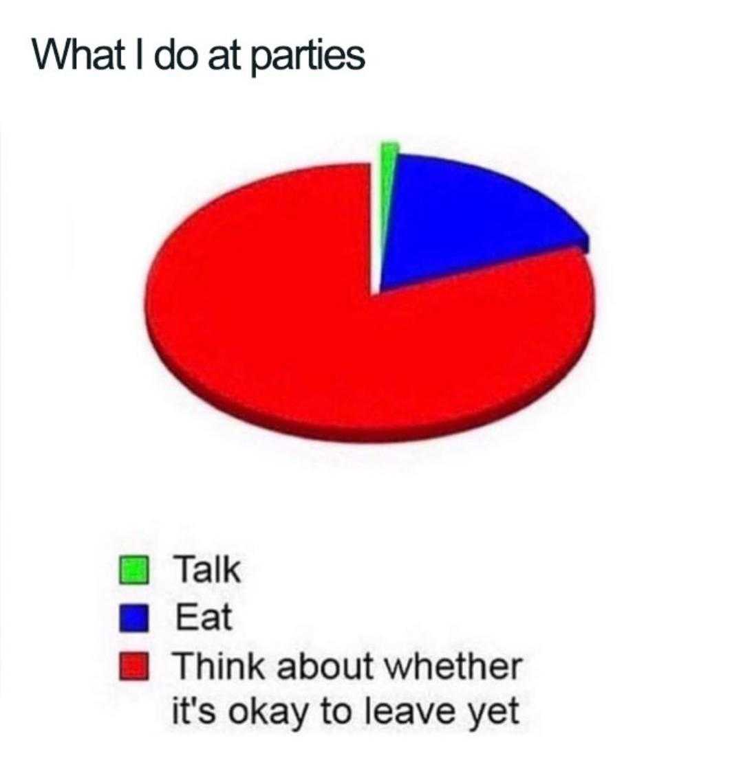 a pie chart with a pie chart of what i do at parties