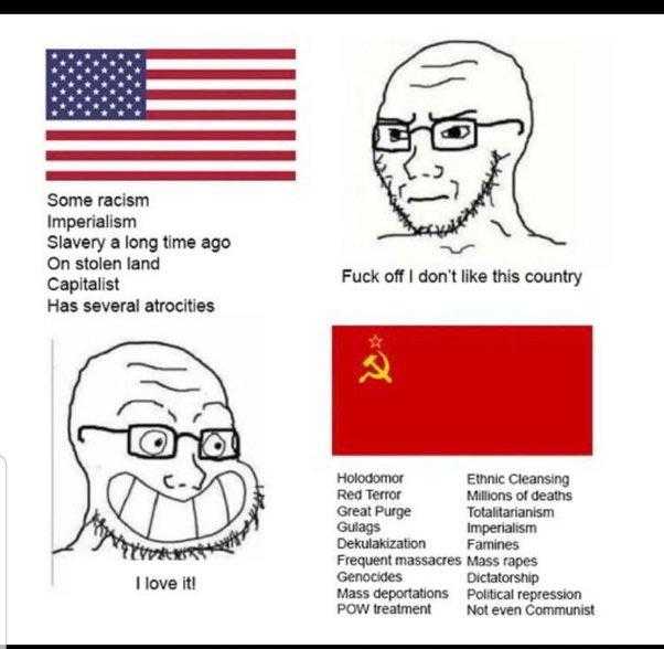 a cartoon of a man with glasses and a flag