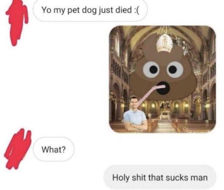 a close up of a text message with a picture of a dog