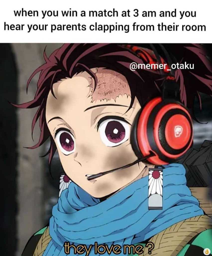 anime, memes, and when you win a match at 3 am and you hear your parents clapping from their room they love me?