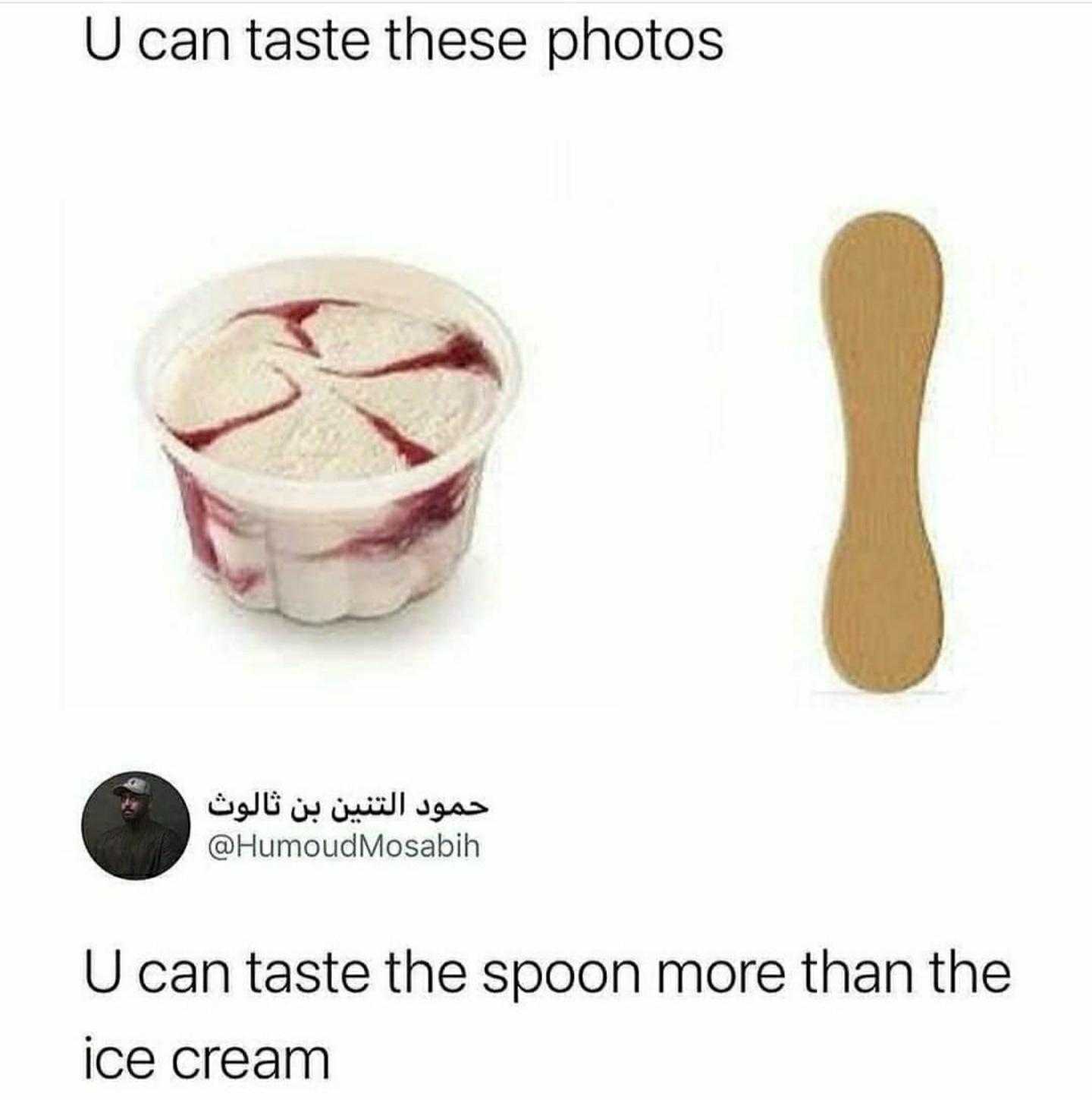 a picture taken from a twitter account of a dessert and a spoon