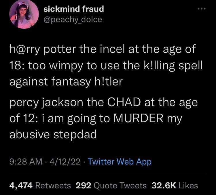 a tweet message from a twitter account of a harry potter