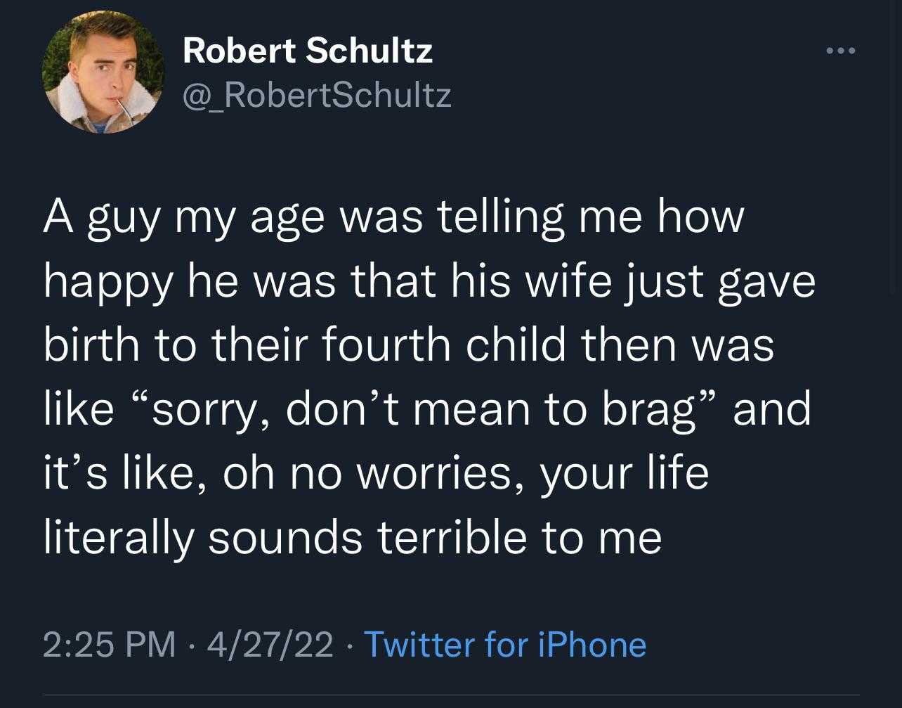 a twee message from robert schultz about his death