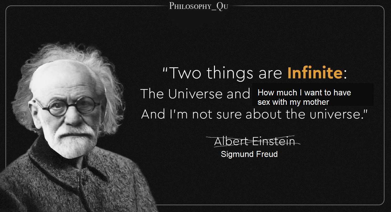 image of albert einstein with a quote from the book two things are infinite