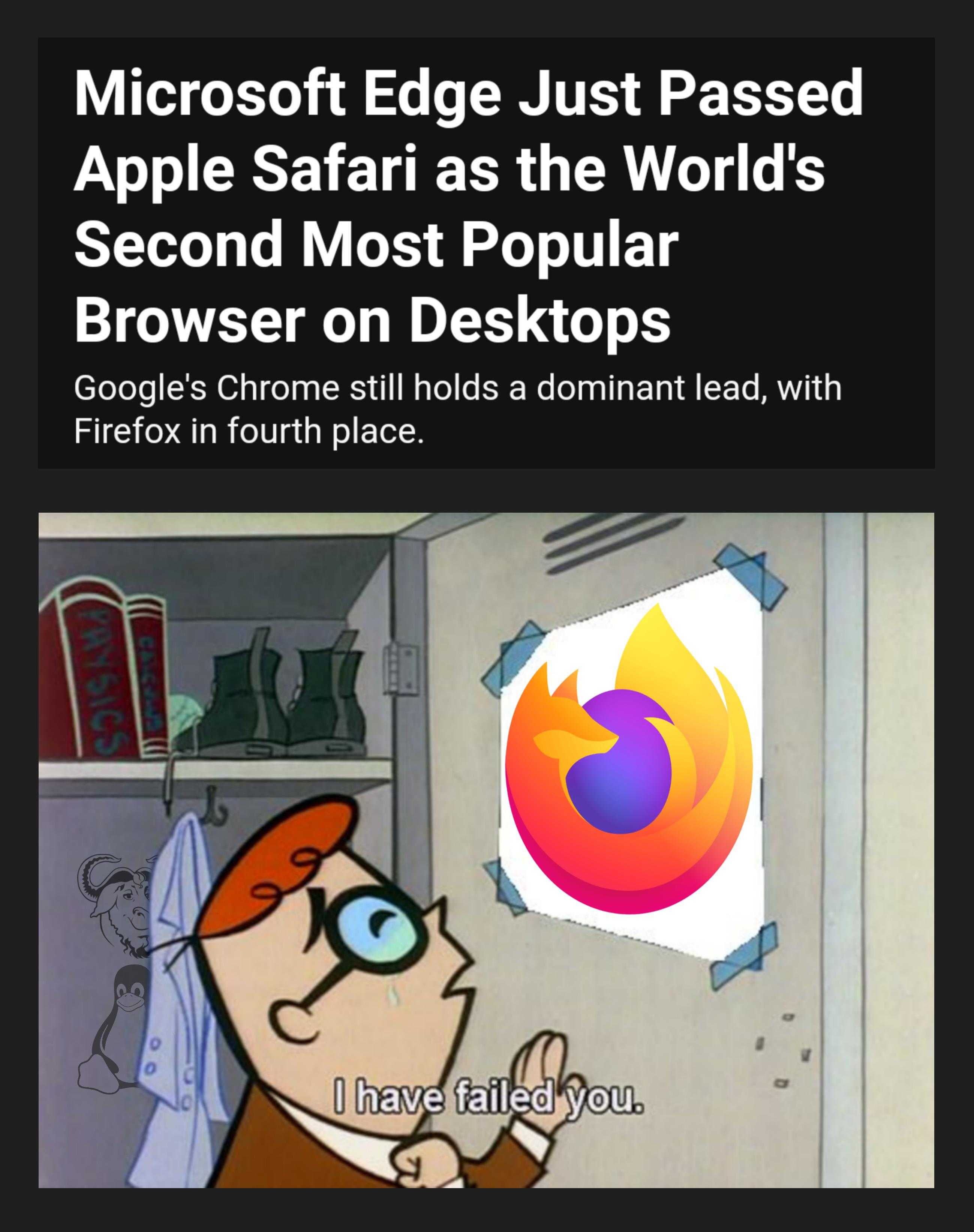 a cartoon picture of a man looking at a firefox logo