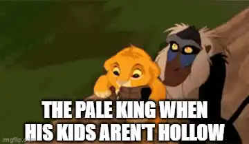 a cartoon picture of a lion and a lion cub with the caption of the text the pale king when