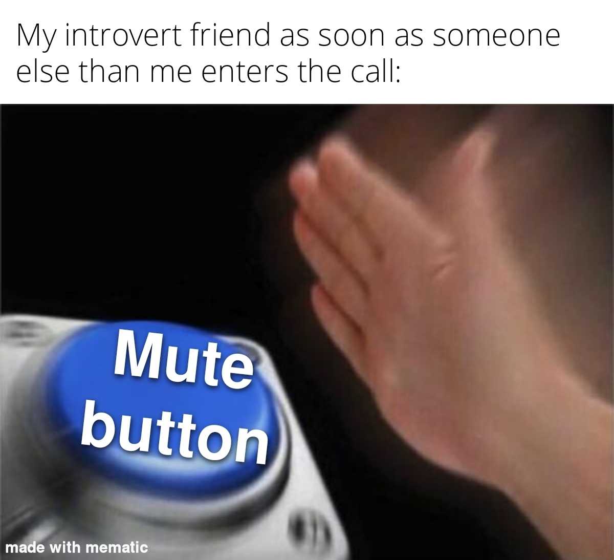 someone is pressing a button with their hand to say mute button