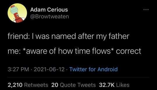 a tweet message from adam cerrous about his father