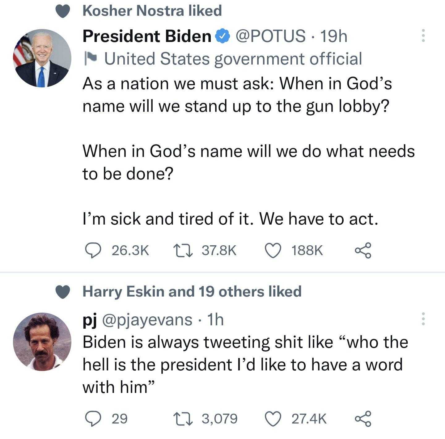 a screenshot of a twee with a picture of president biden