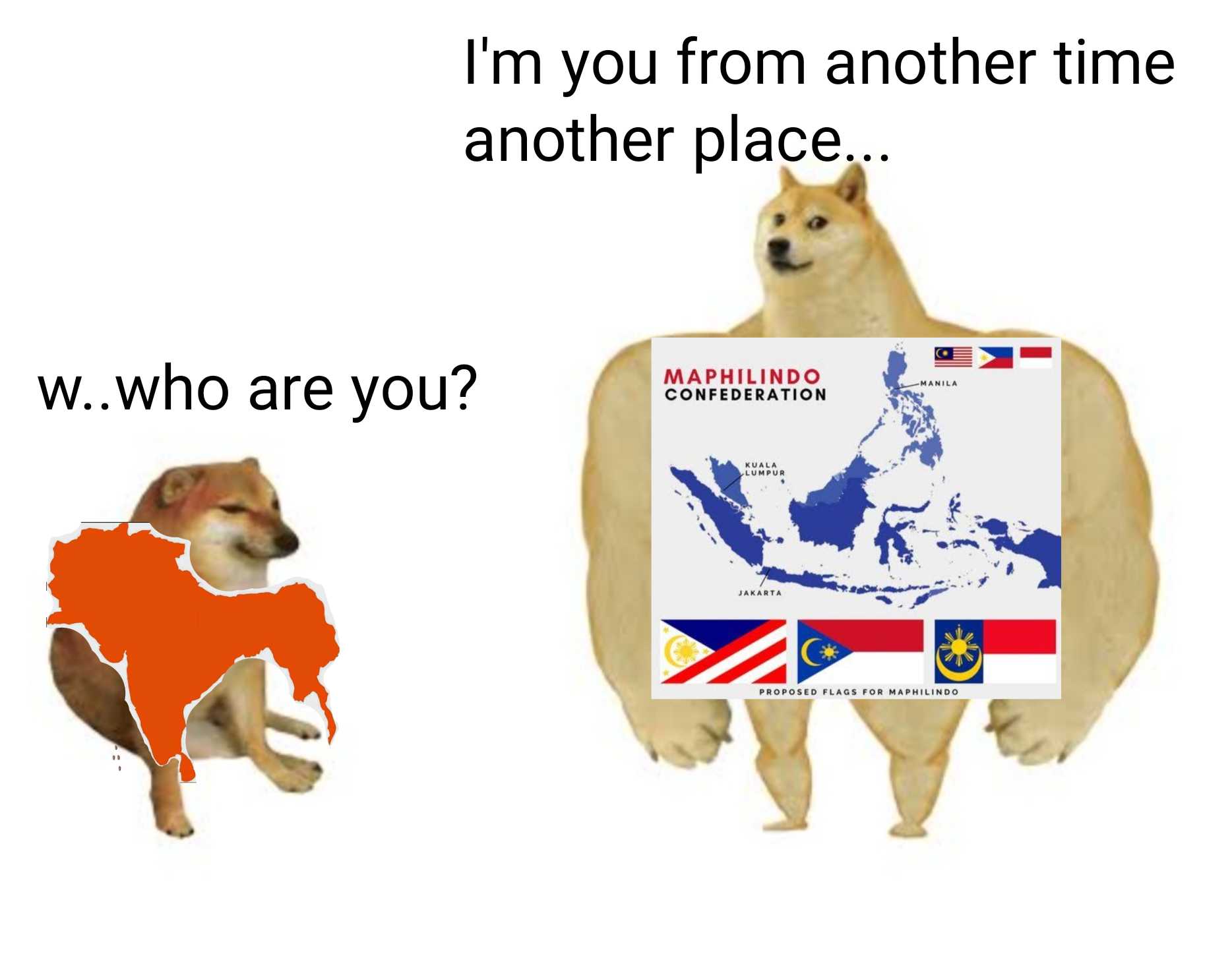 a dog is holding a sign with a map of the country