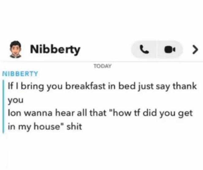 a tweet message from a man about his breakfast