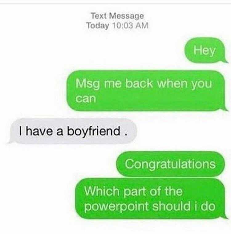 text messages from a guy who is about to get his girlfriend a boyfriend