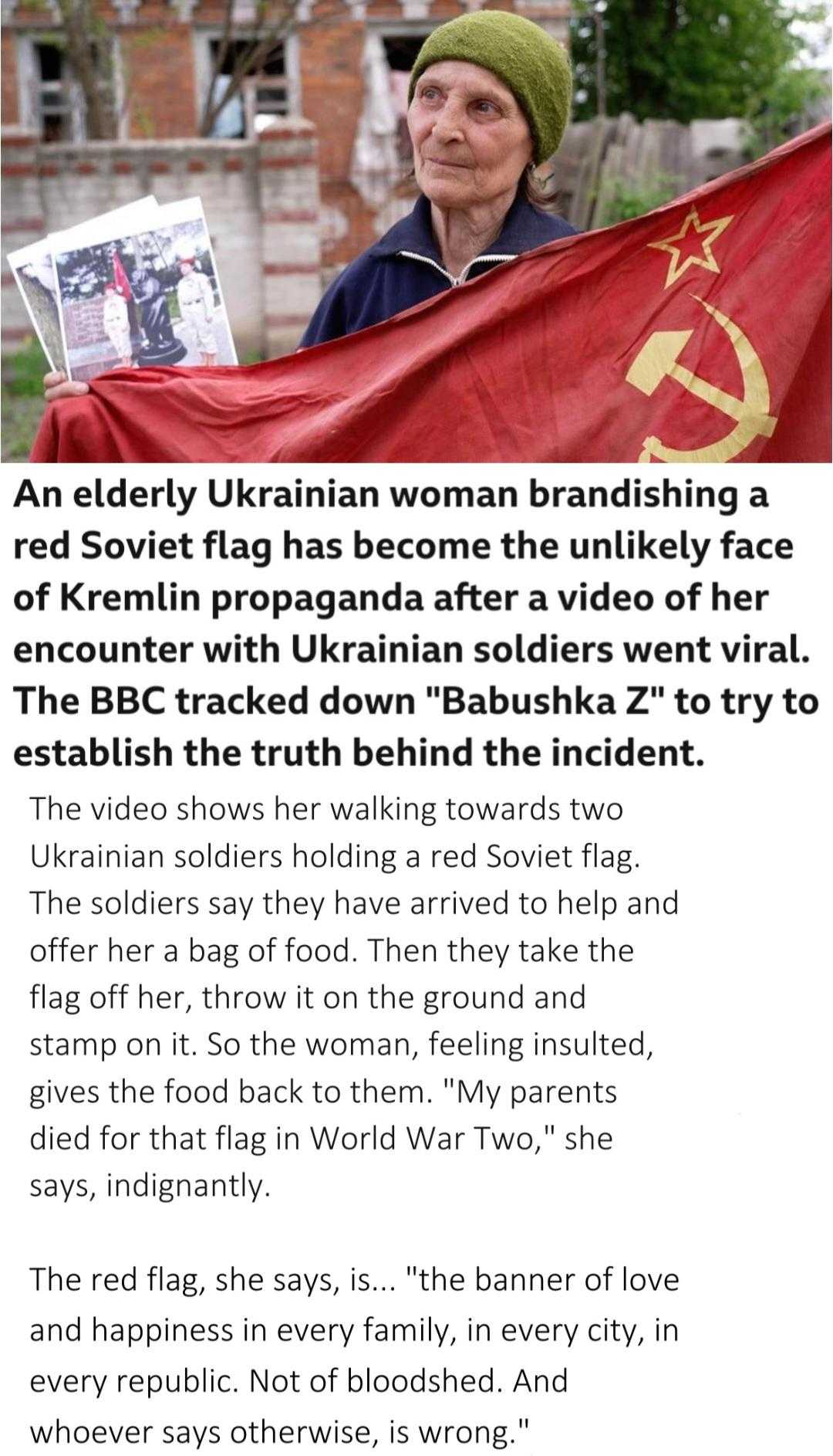 a woman holding a communist flag and a newspaper