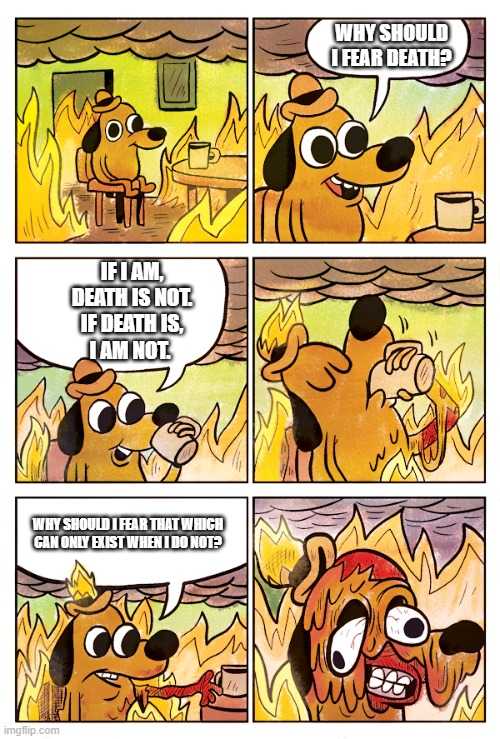 cartoon of a dog with a hat on and a fire in the background