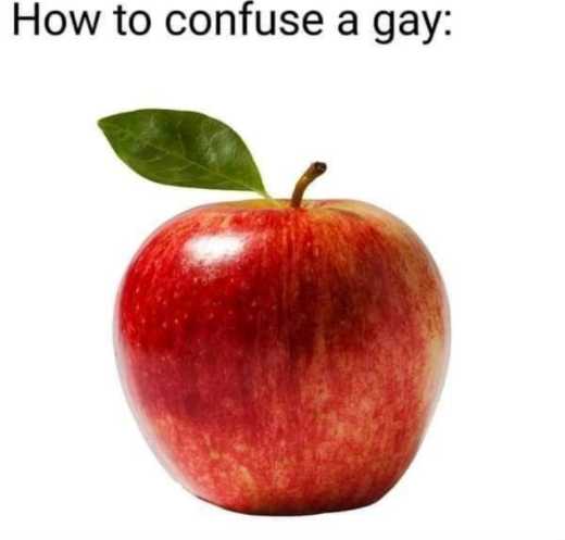 there is a red apple with a leaf on it and the words how to confuse a guy