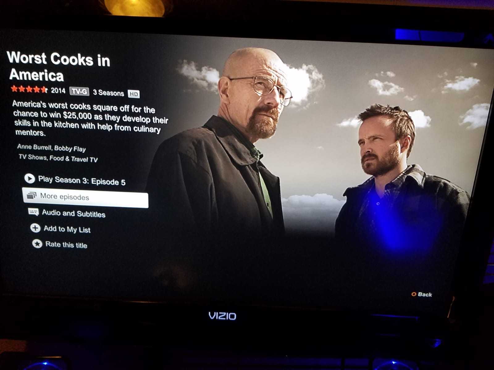 tv screen with a picture of two men on it