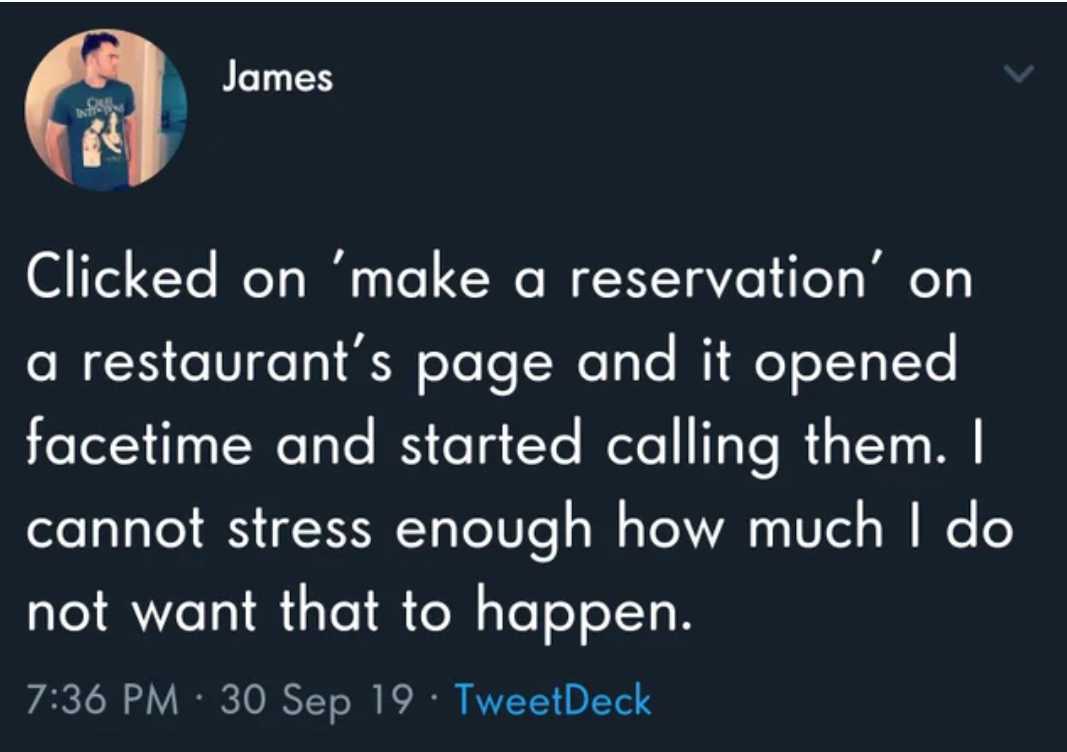 a tweeed tweeed about a restaurant ' s reservation on a restaurant ' s page and it opened