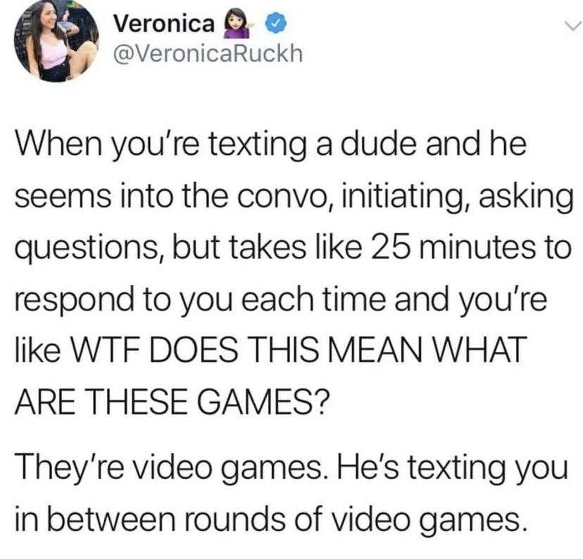 a tweet with a picture of a woman and a man texting