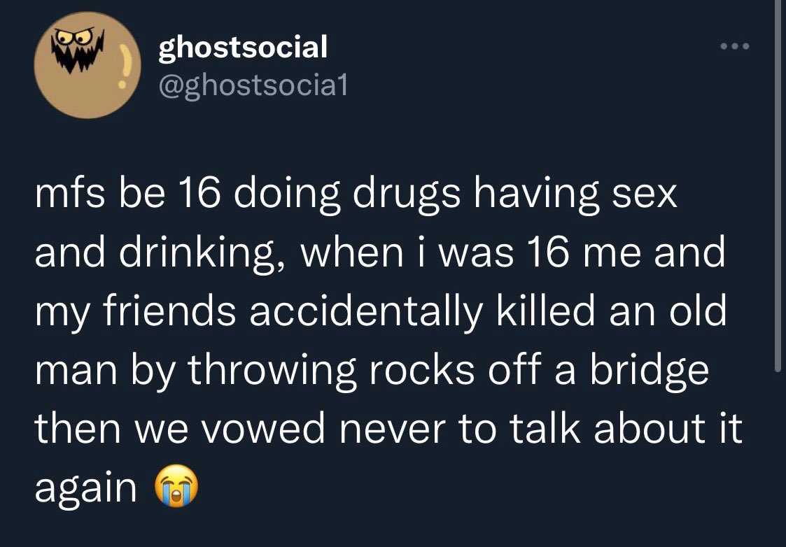 a tweet with a caption of a joke about drinking drugs