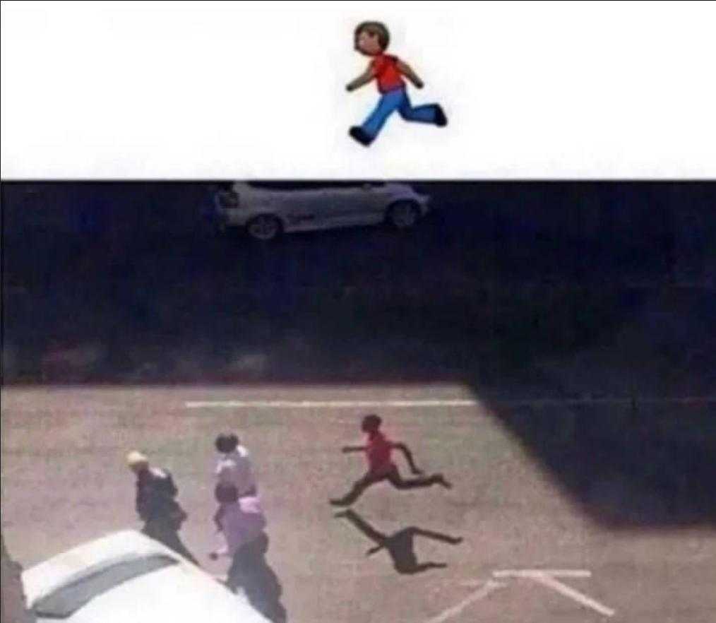 there are two pictures of a man running in a parking lot