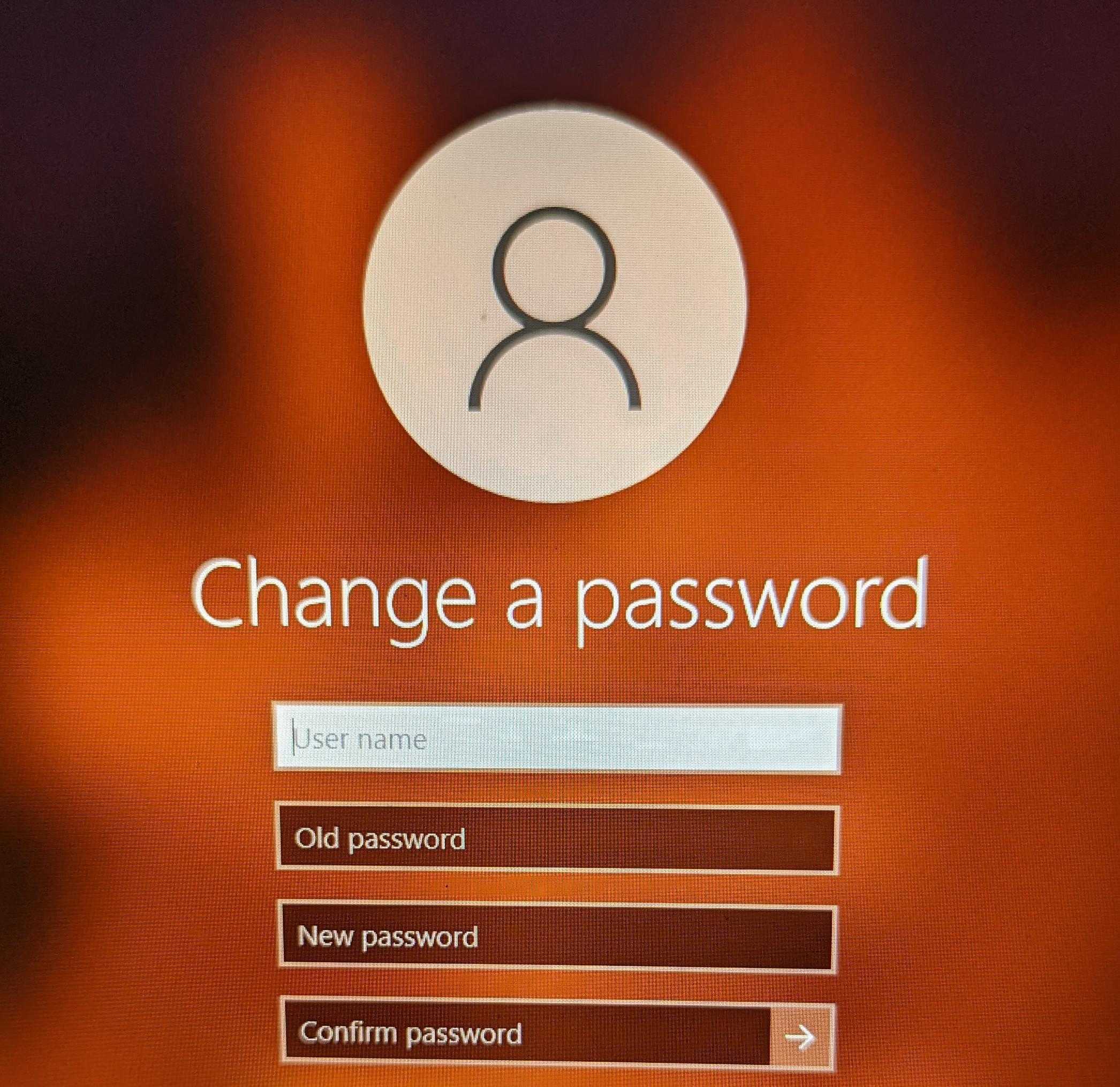 image of a computer screen with a sign that says change a password