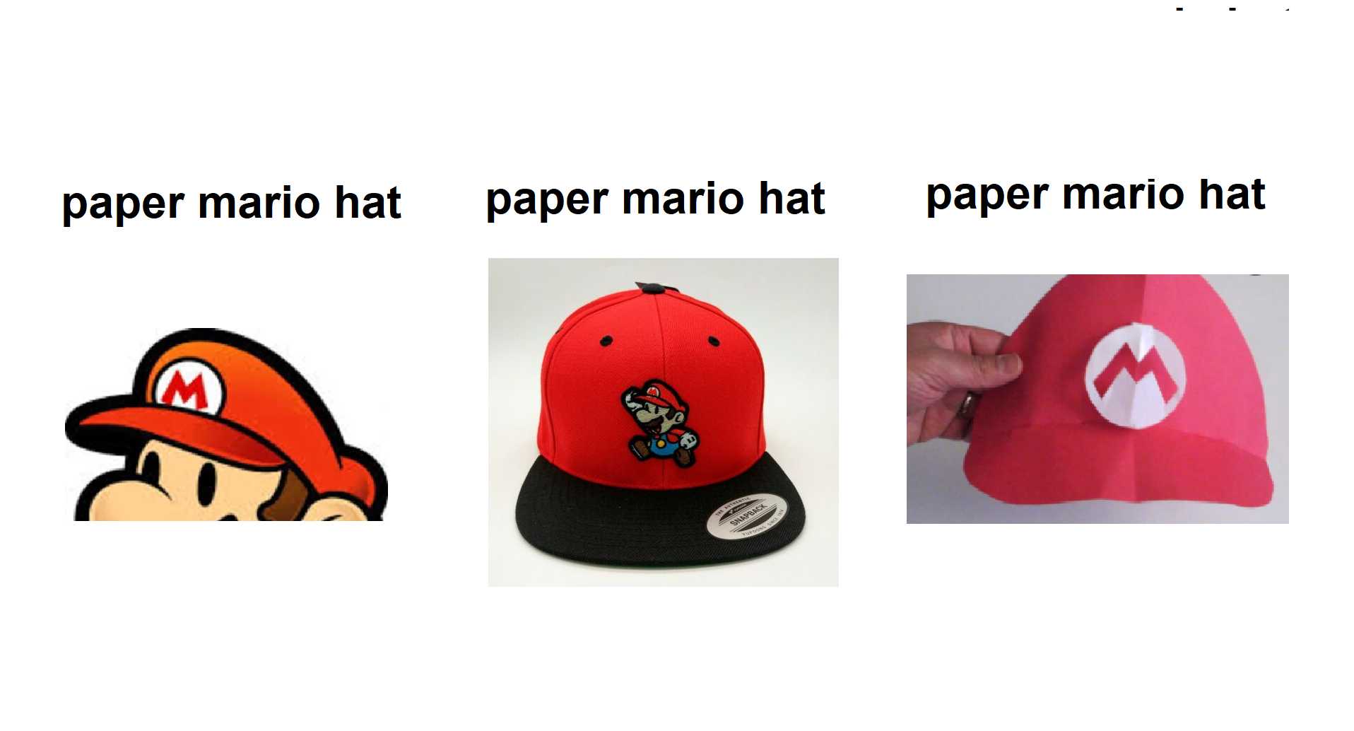 a close up of a paper mario hat and a paper mario hat